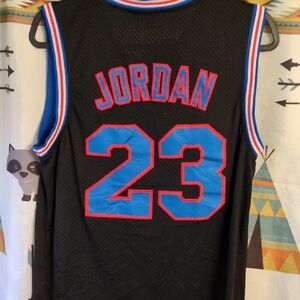 Michael Jordan 23 Black Basketball Jersey - Blue & Red Trim